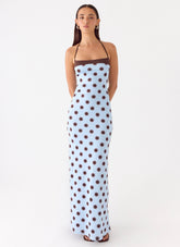Alessandro Halter Maxi Dress - Blue Mocha Dot