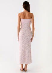 Alida Strapless Jacquard Midi Dress - Pink