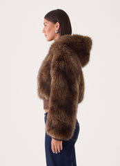Alio Faux Fur Zip Jacket - Tan