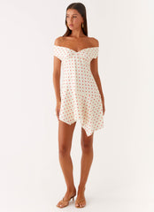 Alma Mini Dress - White Red Polka Dot