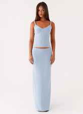 Anastasia Knit Maxi Skirt - Blue