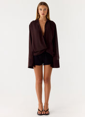 Annah Wrap Shirt - Chocolate
