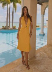 Bellara Halter Midi Dress - Saffron