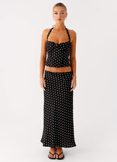 Breanne Midi Skirt - Black Polka Dot