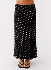 Breanne Midi Skirt - Black Polka Dot