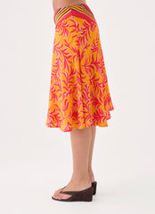 Cabana Crush Midi Skirt - Saffron Palm Print