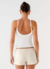 Candela Faux Suede Low Rise Mini Shorts - Ivory