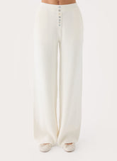 Cauaria Button Low Rise Knit Pants - Ivory
