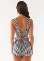 Clayton Top - Black Gingham