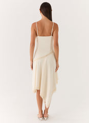 Cleosa Asymmetrical Midi Dress - Ivory