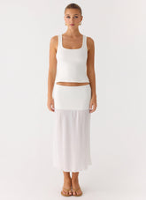 Connect My Heart Midi Skirt - White