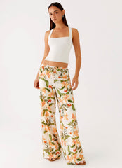 Dalida Linen Pants - Floral Print