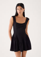 Dark Bloom Mini Dress - Black