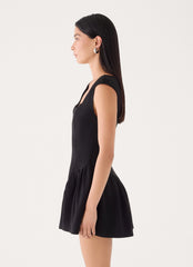Dark Bloom Mini Dress - Black