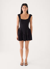 Dark Bloom Mini Dress - Black