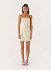 Della Lace Strapless Mini Dress - Butter