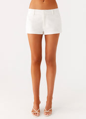 Delong Low Rise Linen Shorts - White