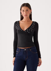 Diana Long Sleeve Top - Black