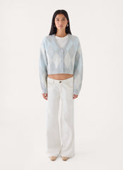 Evelina Knit Cardigan - Grey Argyle