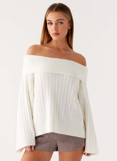 Federica Off Shoulder Knit - White