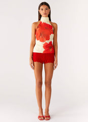 Felicity Halter Top - Scarlet Floral