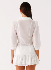 Frida Broderie Top - White