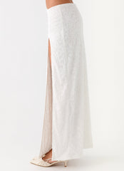 Griff Low Rise Jacquard Maxi Skirt - White