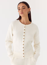 Harrison Cinched Knit Cardigan - Ivory