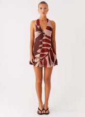 Heavy Hearted Linen Mini Dress - Cinnamon Palm