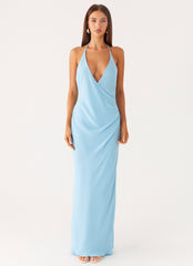 Just A Kiss Cowl Maxi Dress - Turquoise