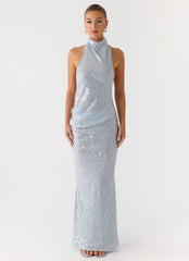 Kaida Sequin Maxi Dress - Misty Blue