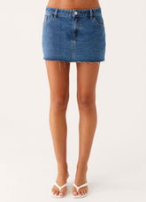 Kamen Low Rise Mini Skirt - Indigo Denim