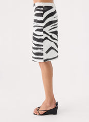 Kamili Low Rise Midi Skirt - Zebra