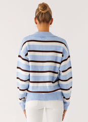 Liana Striped Polo - Blue Stripe
