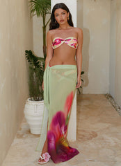 Low Tide Sarong Maxi Skirt - Green Tropical