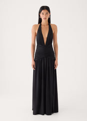 Makena Halter Maxi Dress - Black