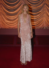 Memory Lane Crushed Velvet Halter Maxi Dress - Soft Pink