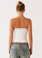 Miku Eyelet Strapless Top - White