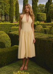 Monique Halter Midi Dress - Yellow