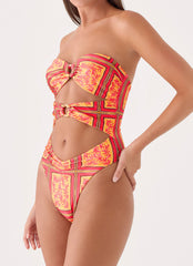 Papaya Coast One Piece Swimsuit - Saffron Palm Print