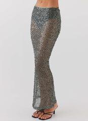 Love Me Harder Sequin Maxi Skirt - Olive Dusk