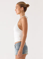 Roll Out Halter Top - White