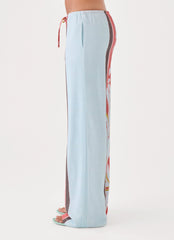 Santina Linen Pant - Coral Palm Print