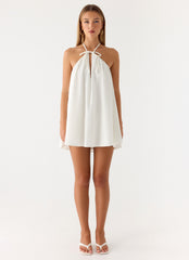 Soft Breeze Linen Mini Dress - White