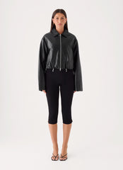 Sydney Faux Leather Bomber - Black