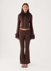 Wild Hide Faux Suede Pant - Chocolate