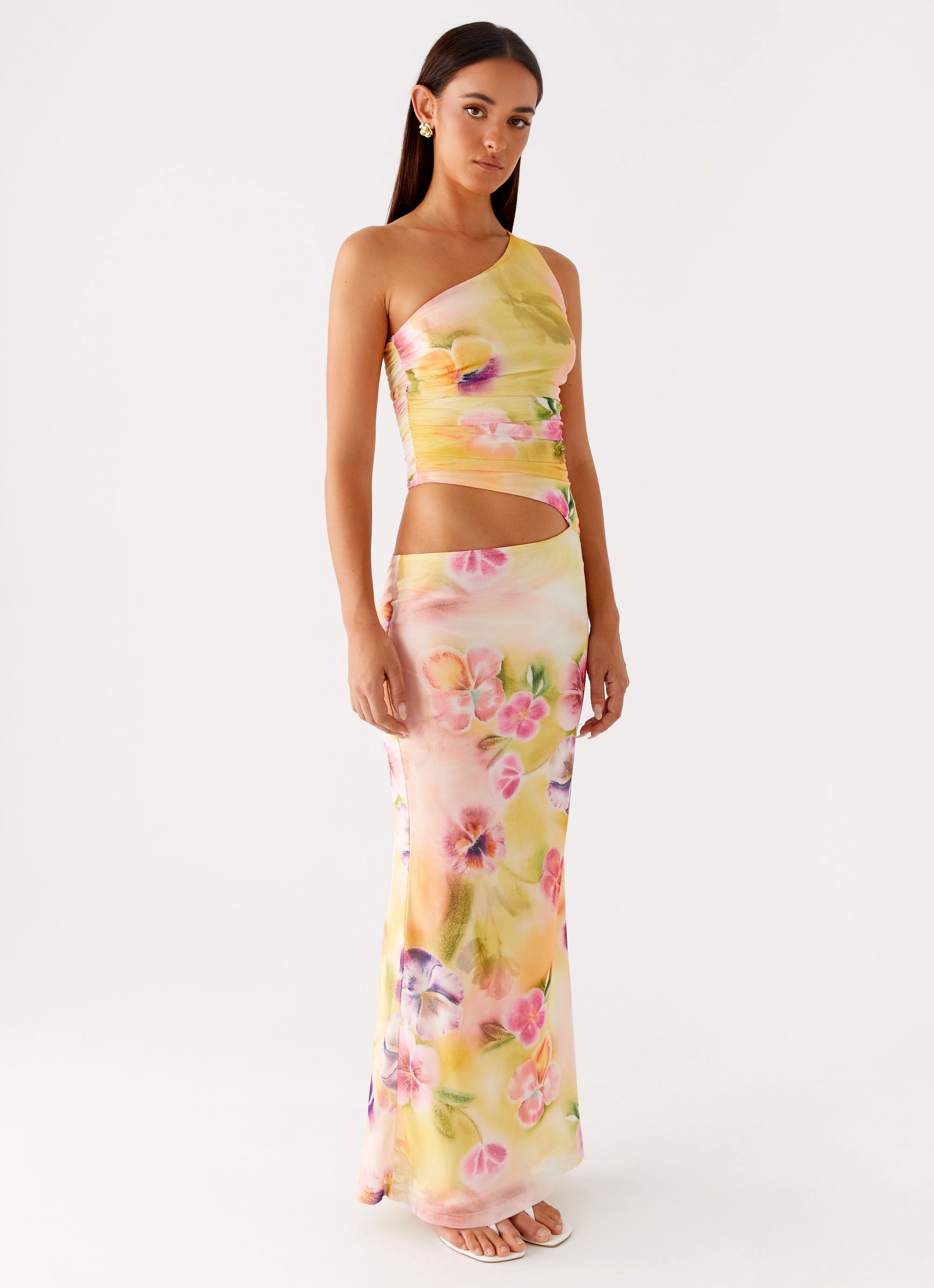 Seranella One Shoulder Maxi Dress - Sunburst Floral