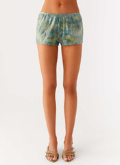 Ajean Sequin Mini Shorts - Lime Blood