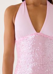 Alenya Sequin Halter Maxi Dress - Pink