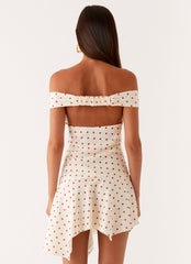 Alma Mini Dress - White Red Polka Dot